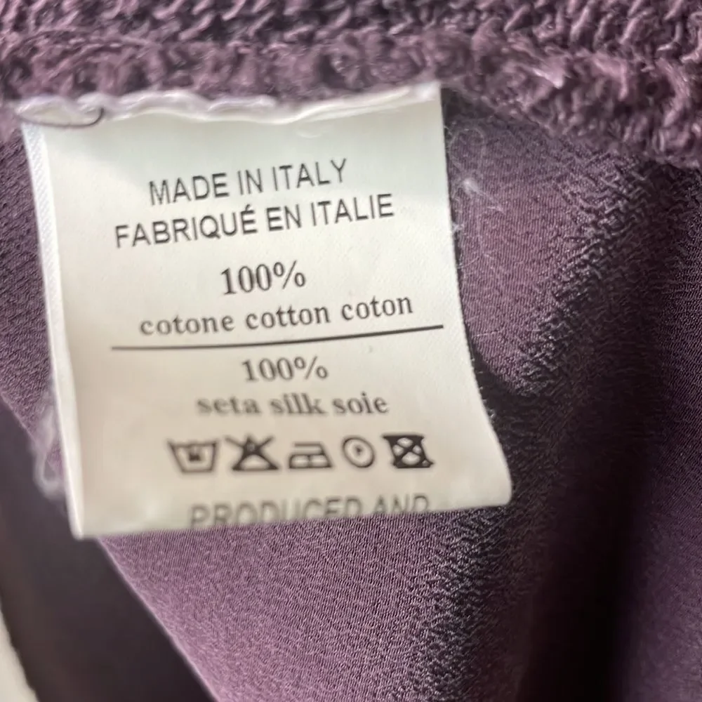 Ottod’Ame Anthropologie Made in Italy 100% cotton raw hem Eggplant sz 8 Boho